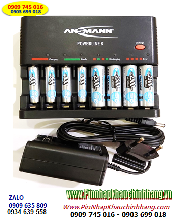 Ansman Powerline 8; Bộ sạc 8 Pin Powerline 8 _Kèm 8 Pin (4 Ansman AA2500mAh & 4 Ansman AAA800mAh)